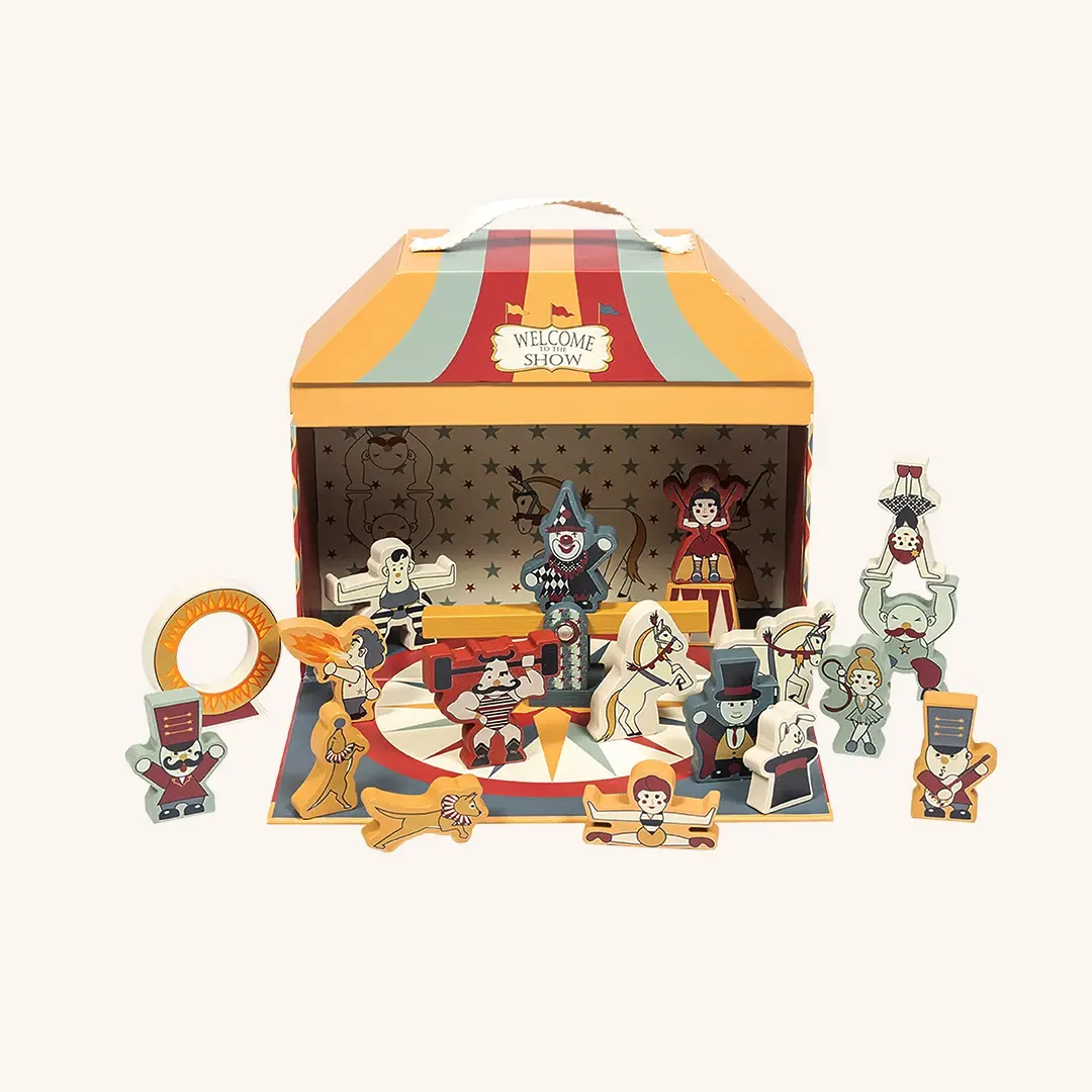 Vintage Circus Wooden Figures Set from the Danish brand byASTRUP
