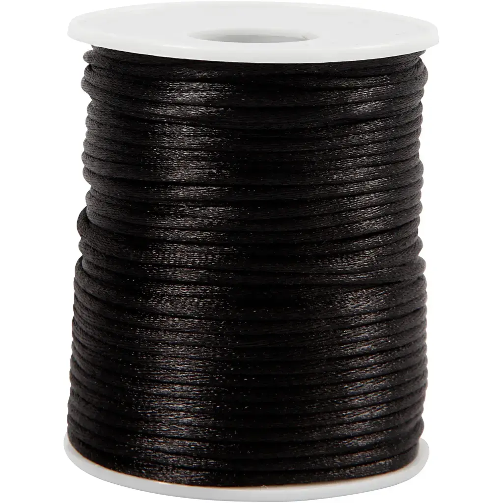 Satinsnor tykkelse 2 mm sort | 50 meter - Køb billigt på Grafical.dk
