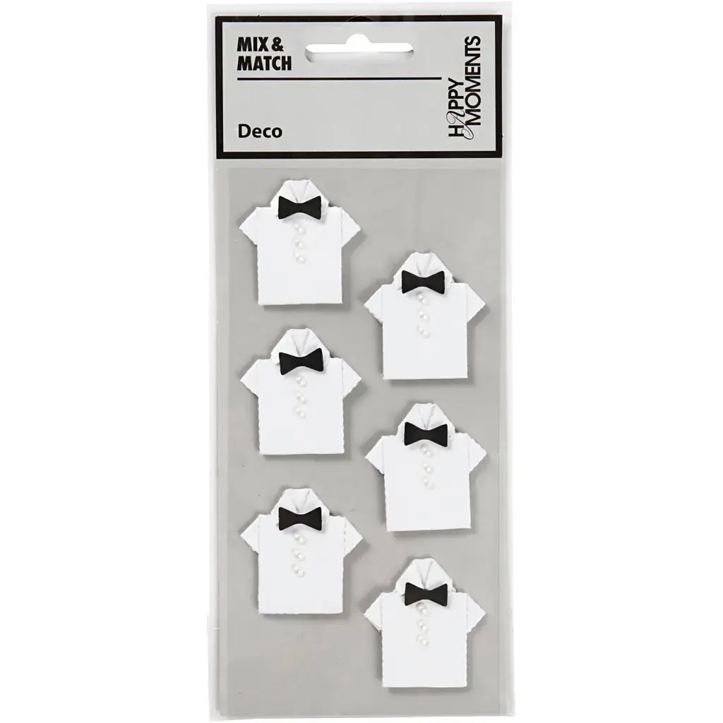 Stickers hvid skjorte med butterfly og knapper | 1 ark á 6 stk. - Køb ...