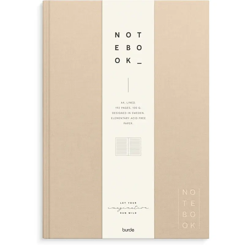 Notebook Textile A4 beige lined » Køb online hos LINDS.dk