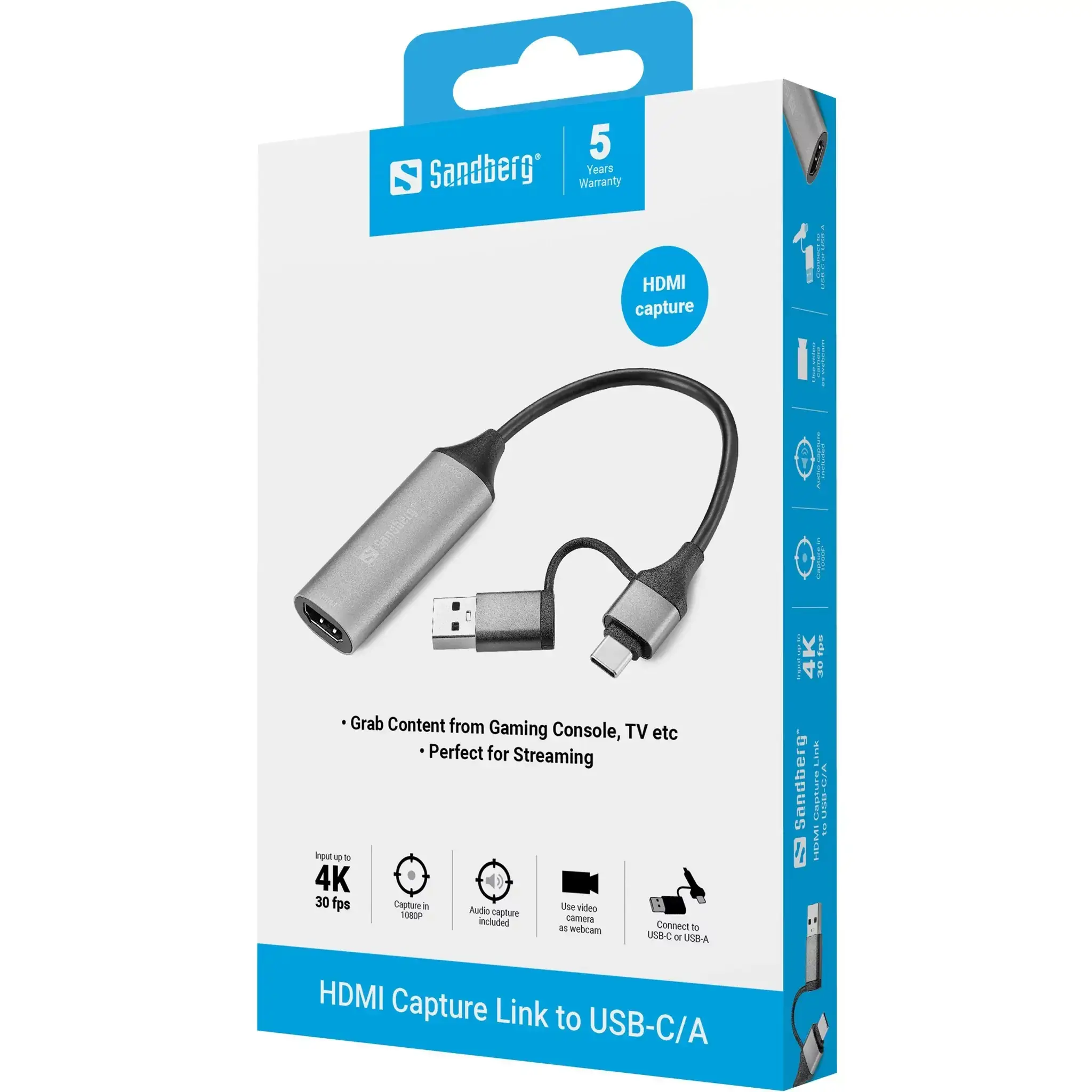 Hubs, Sandberg HDMI Capture Link to USB-C/A, grå - Køb billigt på ...
