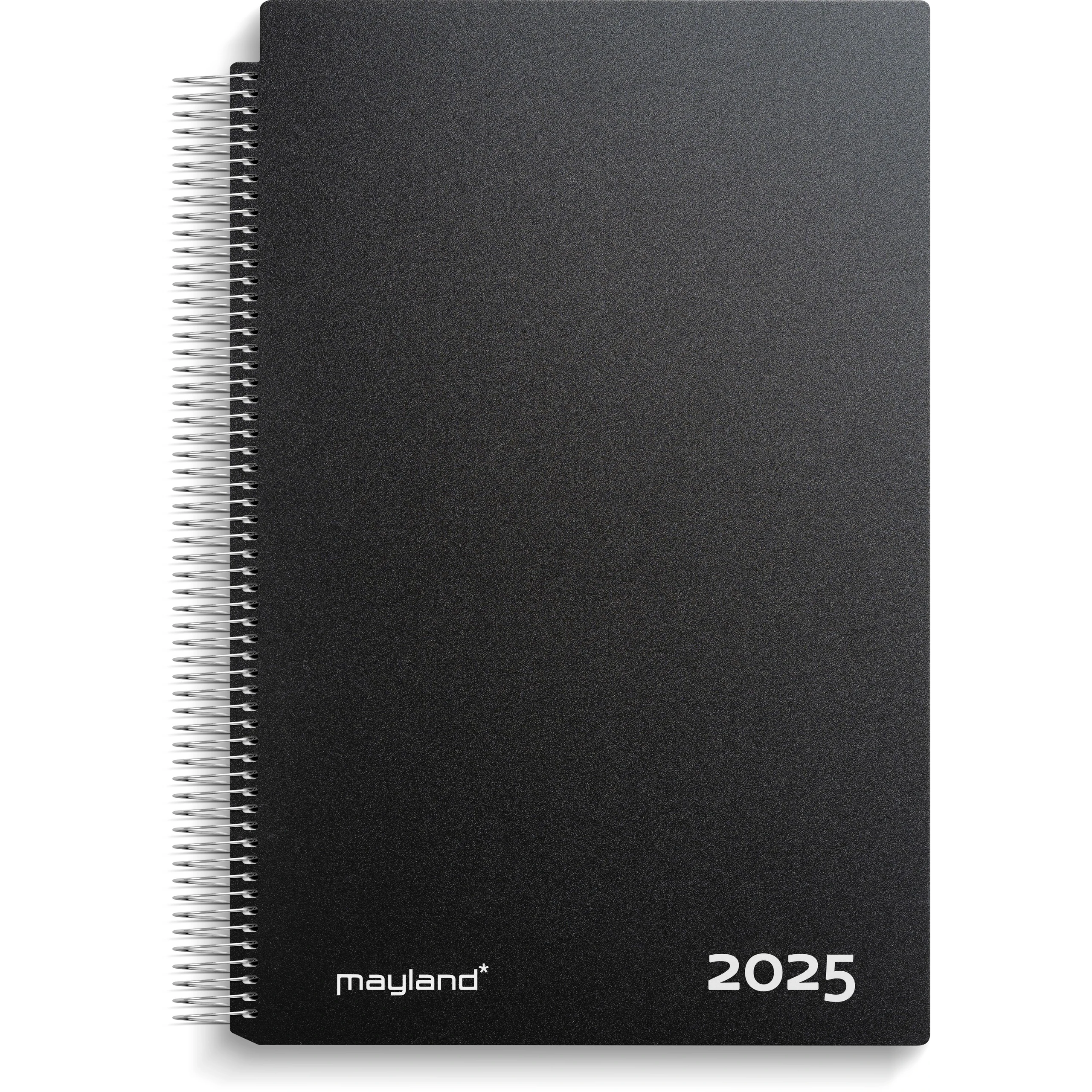 Dagskalender A4 sort 2025 21x29,7cm 1dag/side m/spiral 25220000 - Køb