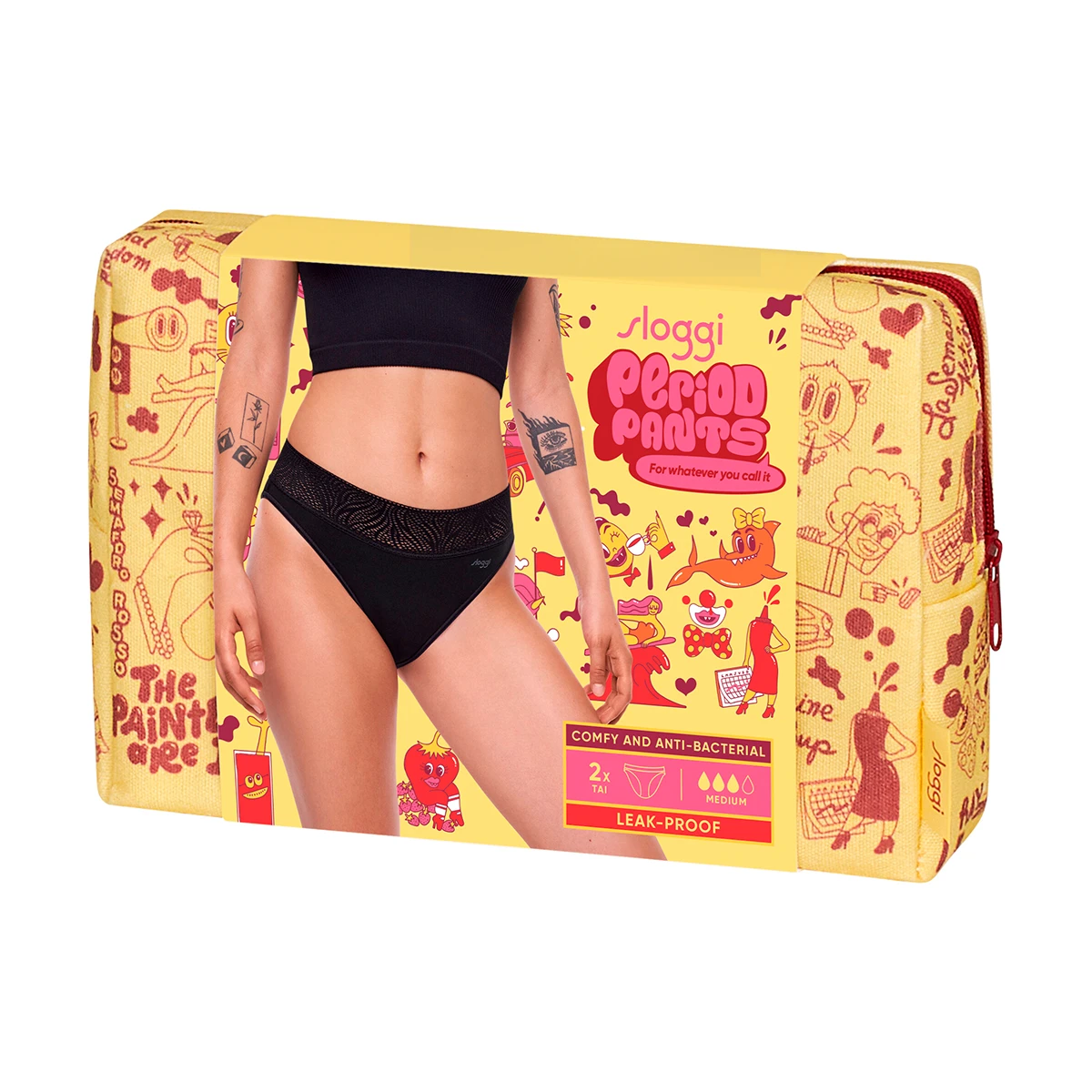 Sloggi Medium 2-Pack period panty, black • Price 29.25 €