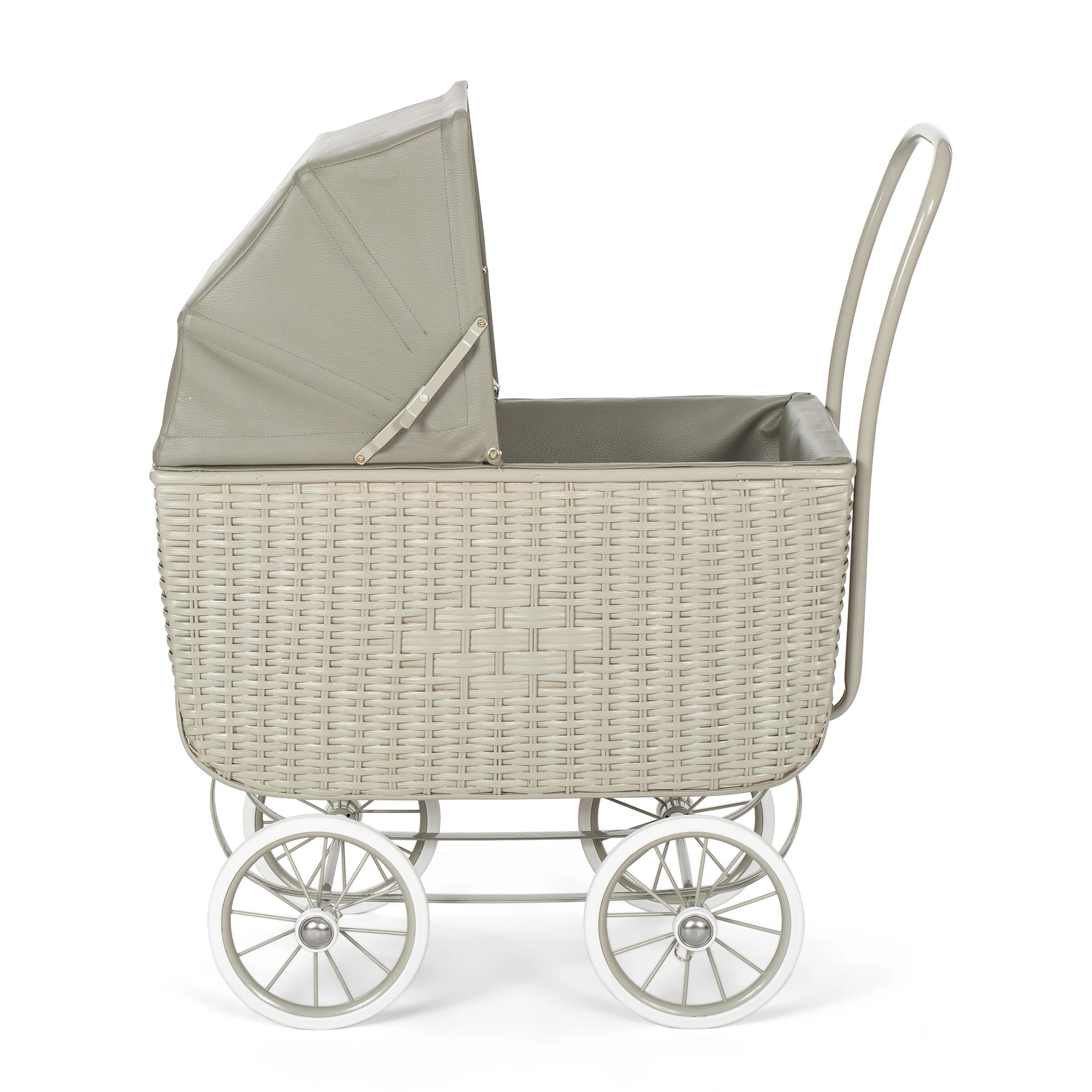 Grey cheap wicker pram