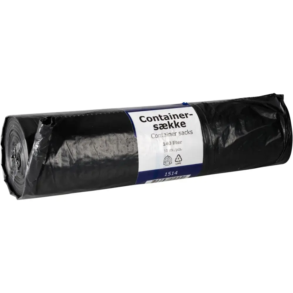 Container Abn Containersæk LDPE sort 40 my 92x144,50 cm 140 L - 12 ruller - Køb ...