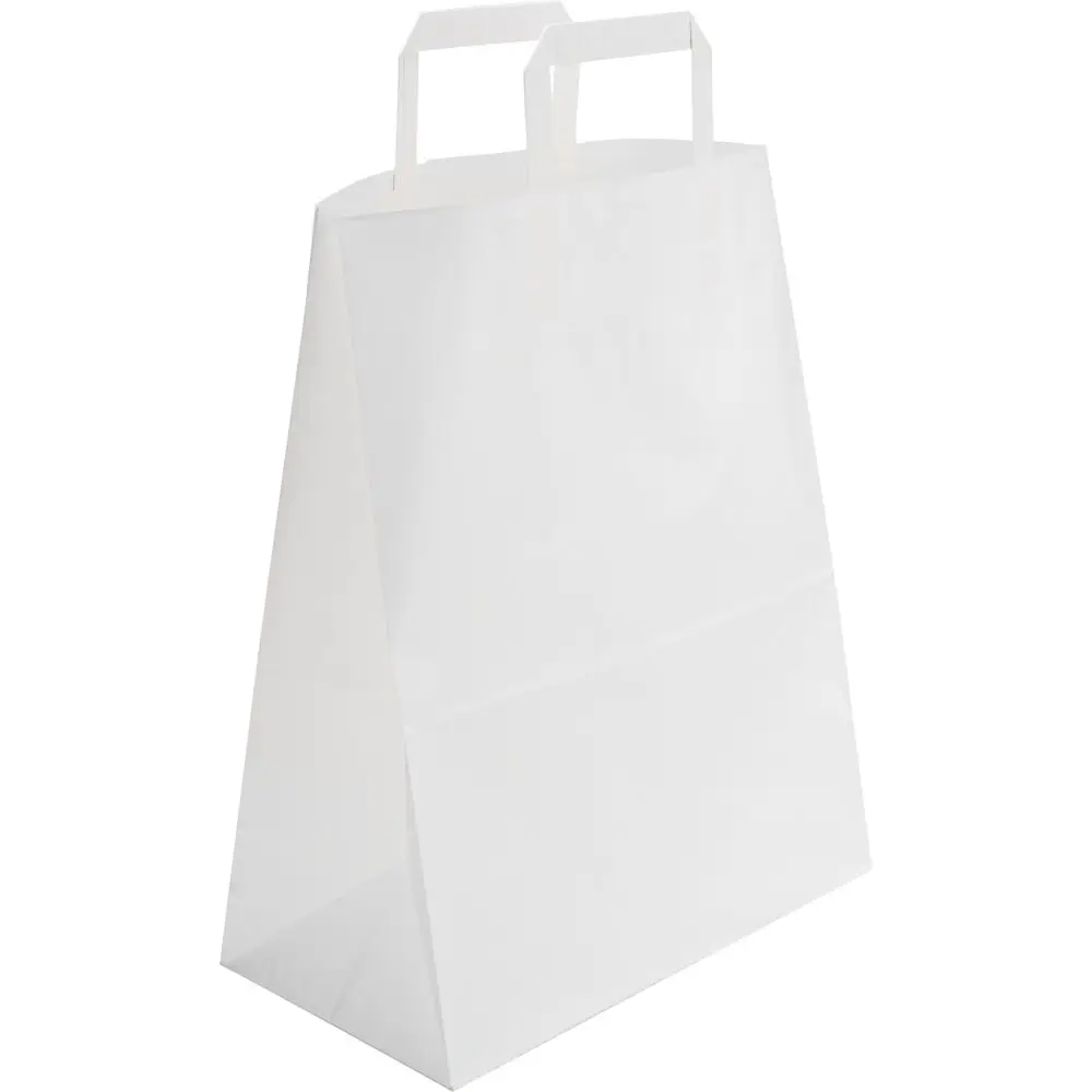 Papirsposer med hank, hvid, 26 l, 80 g/m2 - 200 - Køb billigt på