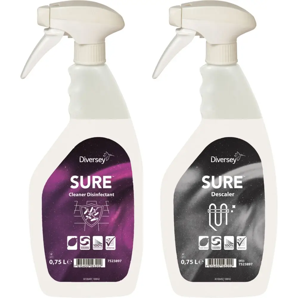 Tænk fremad Prime TVsæt Sprayflasker til SURE Cleaner & Degreaser Diversey tomme etiketter 2x6 stk.  medfølger - 6 stk