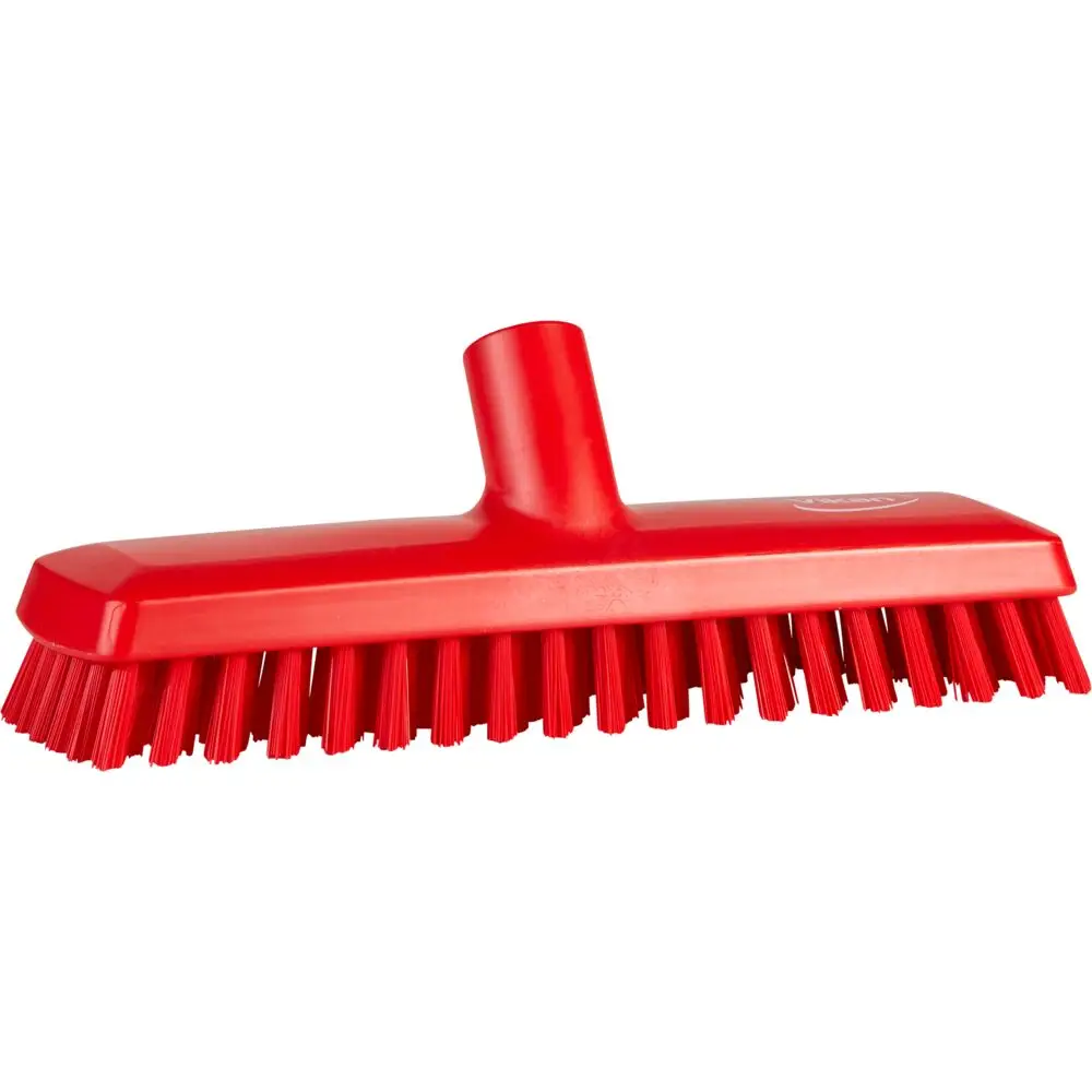 Vaskebørster til gulv, Vikan Hygiejne, rød, stiv, med gevind, 27,50 cm ...