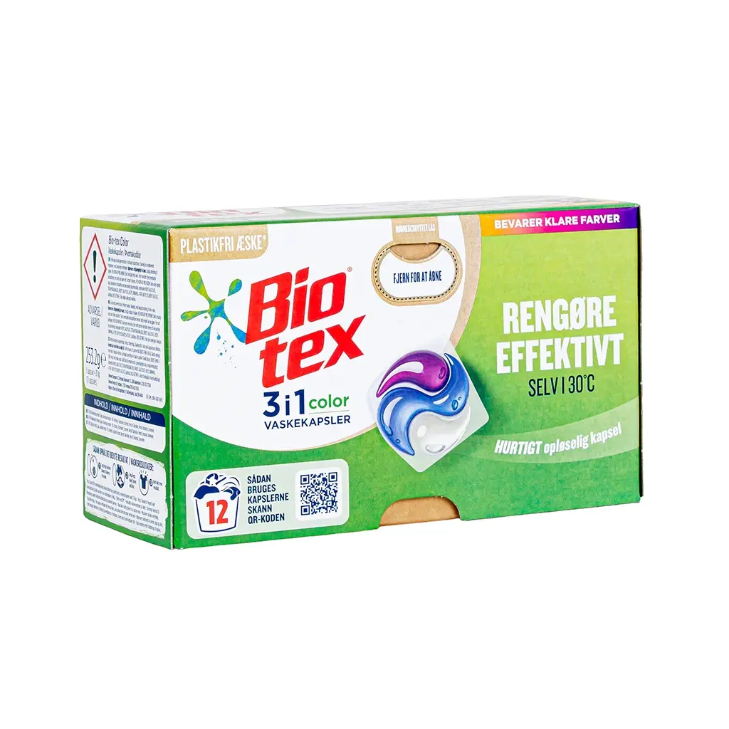 Vaskekapsler Biotex 3i1 color, 12 stk