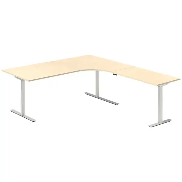 Hæve-sænkebord DNA, Birk 2000x2200 mm Højre 3-ben/Alugrå » Køb billigt ...