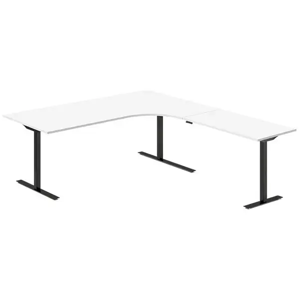 Hæve-sænkebord DNA, Hvid 2000x2200 mm Højre 3-ben/Sort » Køb billigt på ...