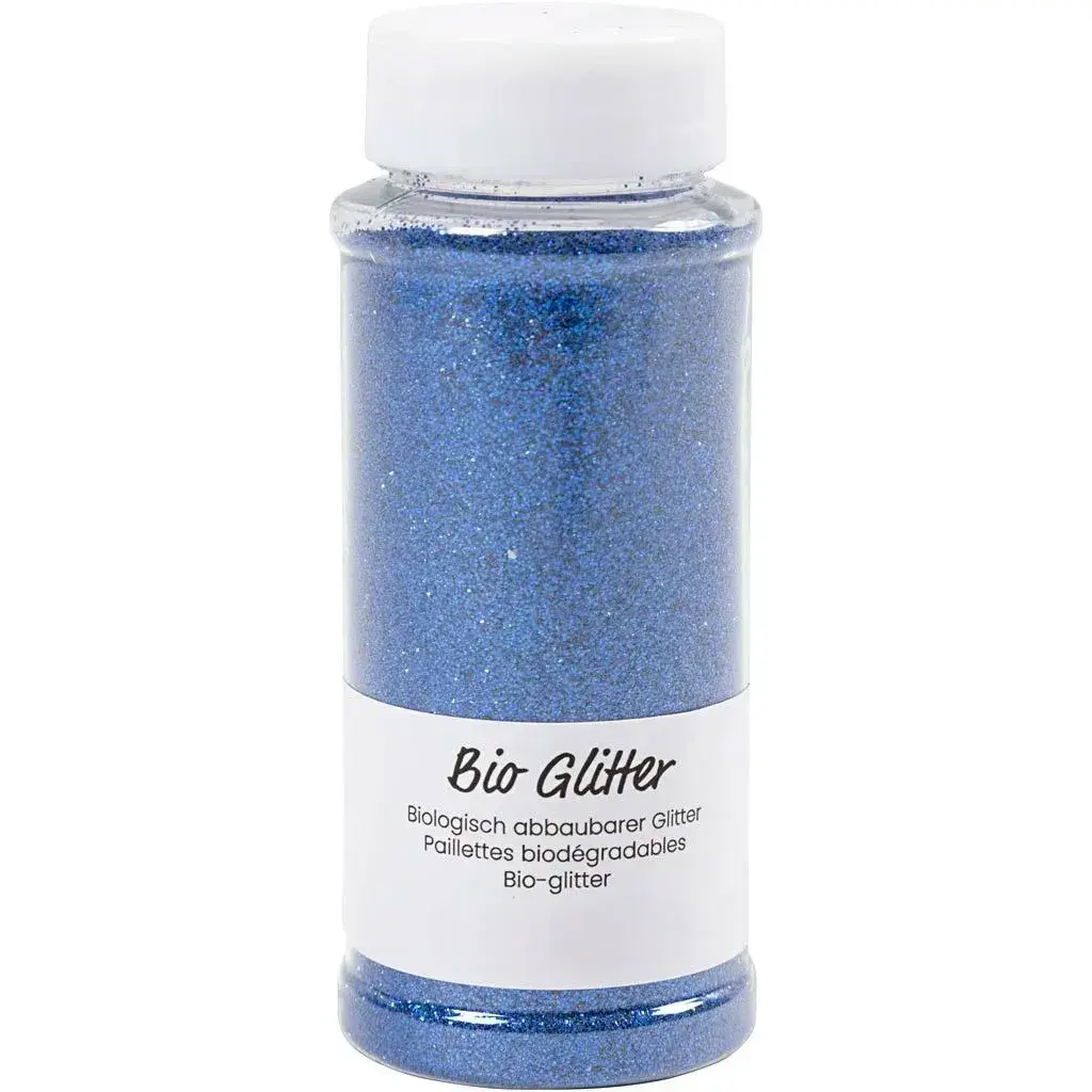 Skinnende blå Bio-glitter - 140 ml i en dåse