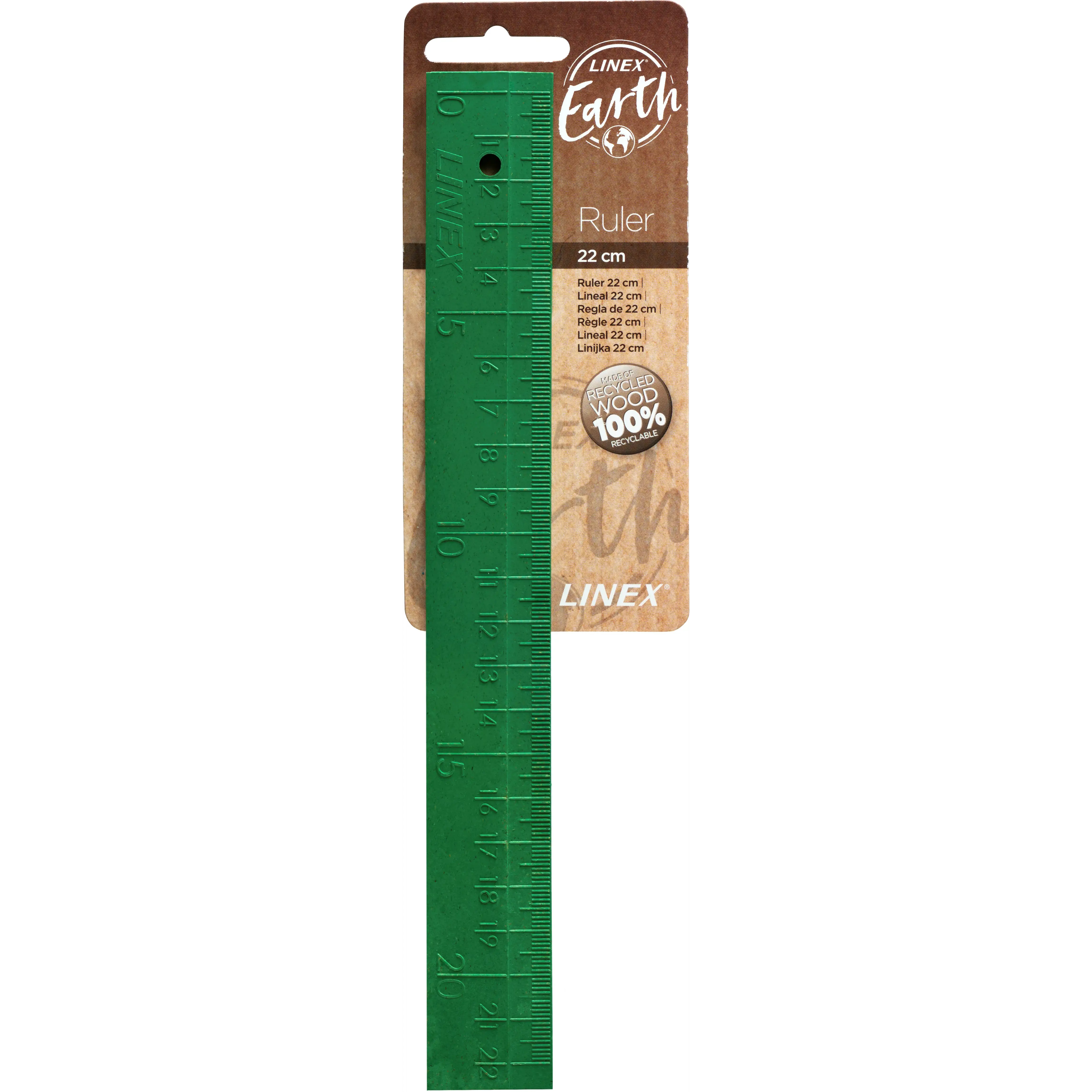 Lineal – Linex Earth Ruler – 22 cm – Grøn - Køb billigt på Grafical.dk