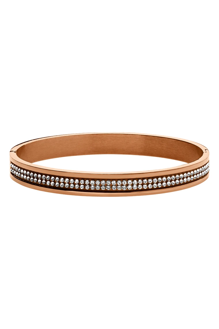 Dyrberg/Kern Dyrberg/Kern NEW Violetta Pink & Gold Hinged Oval Bangle Bracelet Designer 