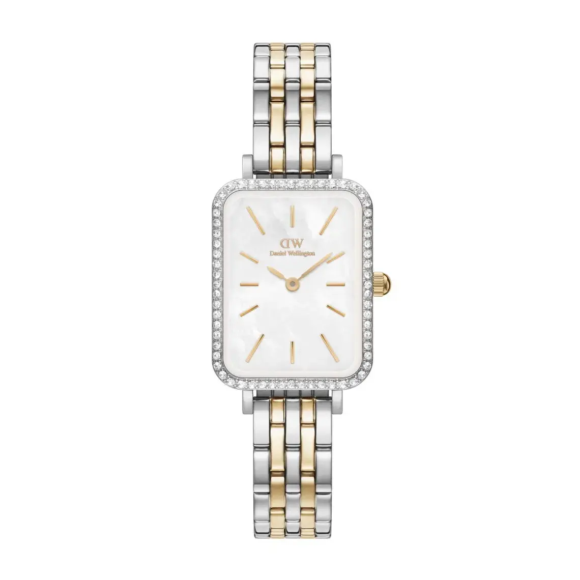 Montre Femme Daniel Wellington Quadro Lumine Bezel Melrose 26mm - Cadran Blanc, Bracelet Acier Or Rose - Neuf Avec étiquettes