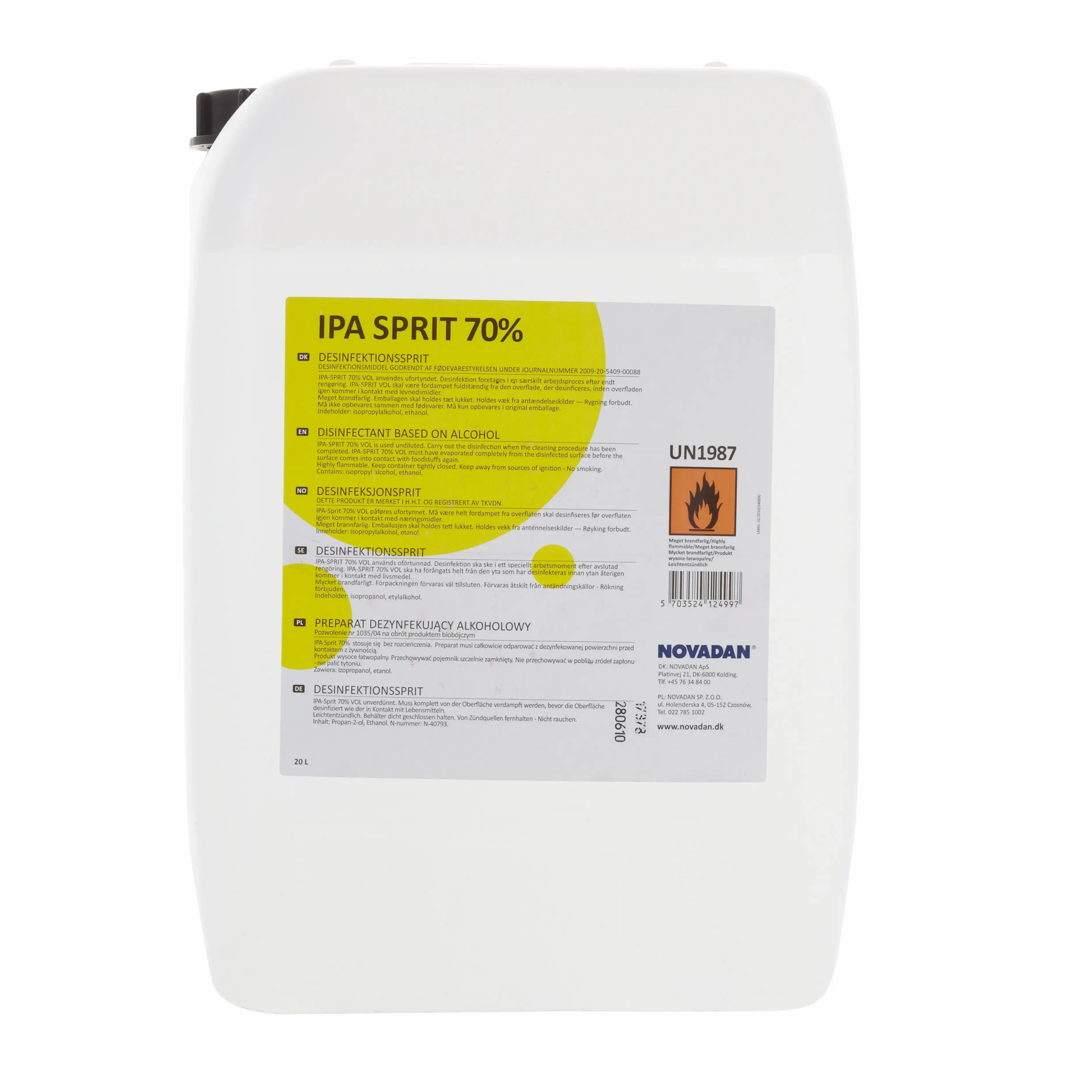 Desinfektionsmiddel - Novadan IPA Sprit 70% - 20 liter - Køb billigt på ...