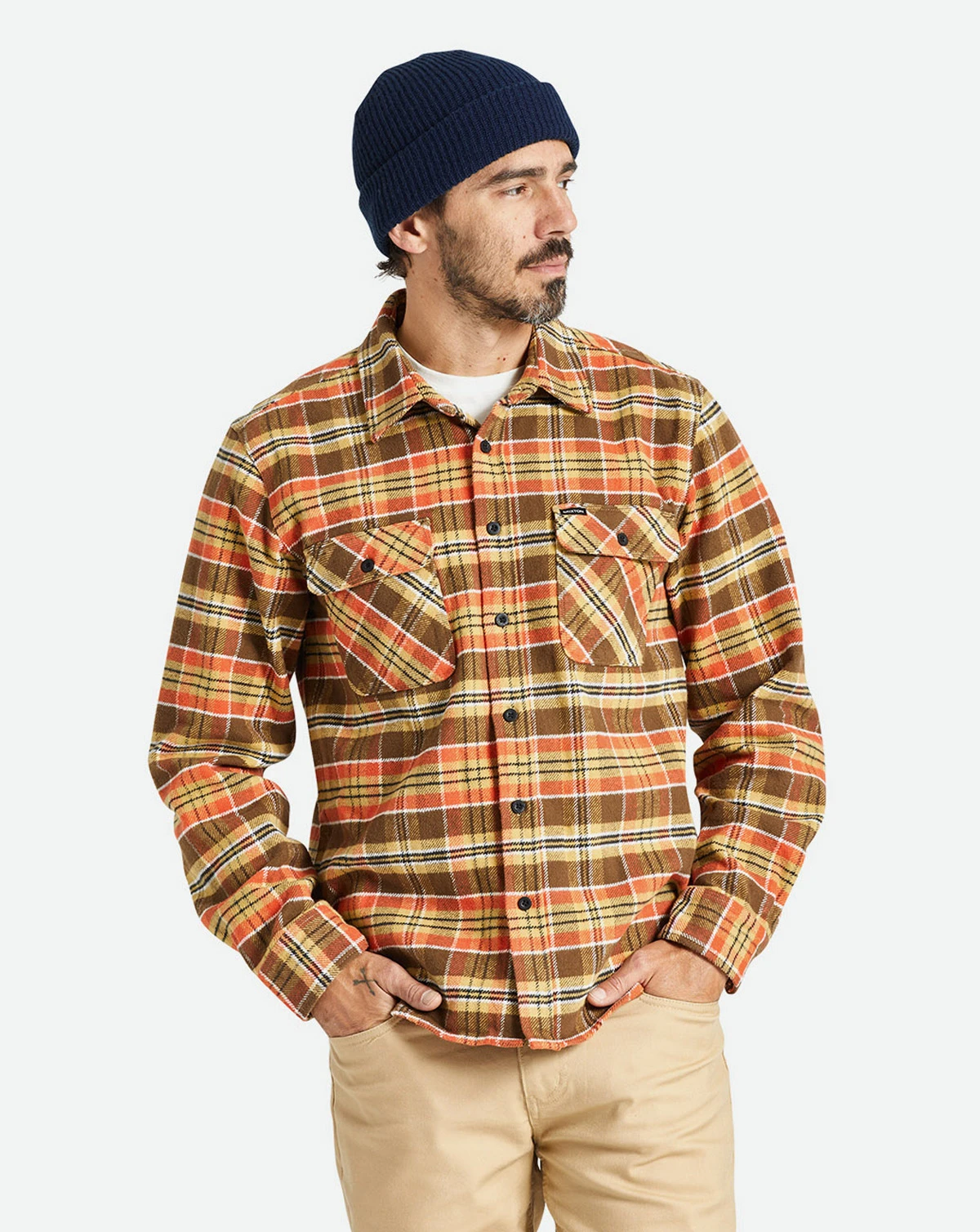 Køb Brixton Bowery Heavy Weight L/S Flannel | 30 dages returret | ARMY STAR