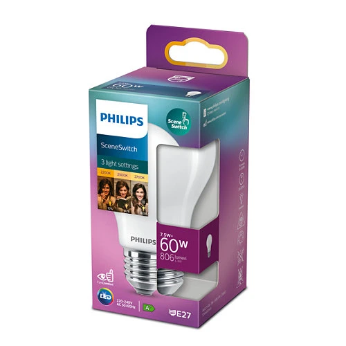 platform til Afslut Bulb LED 1,6-3-7,5W Sceneswitch (80/320/806lm) E27 - Philips - Buy online