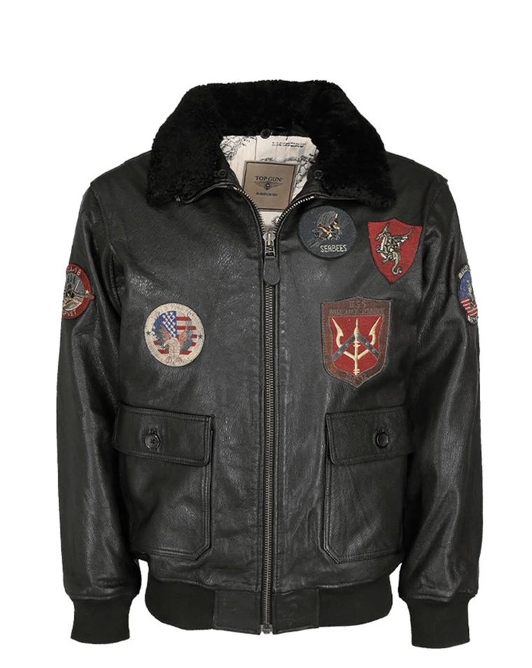 Køb Mil-Tec Leather Flight Jacket Top Gun / Collar Fri Fragt over 700 | ARMY STAR