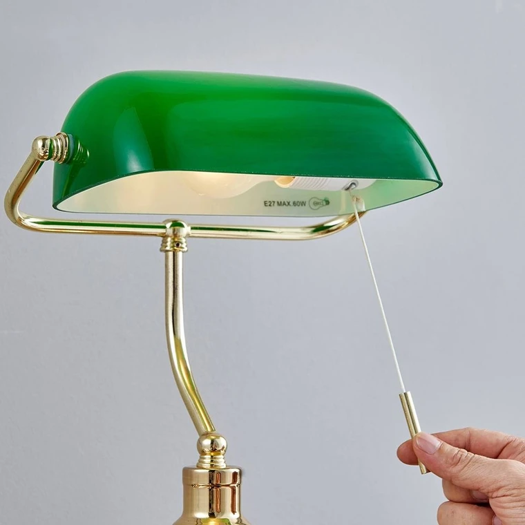Milenka Table Lamp Polished Brass/Green - Lindby - Buy online