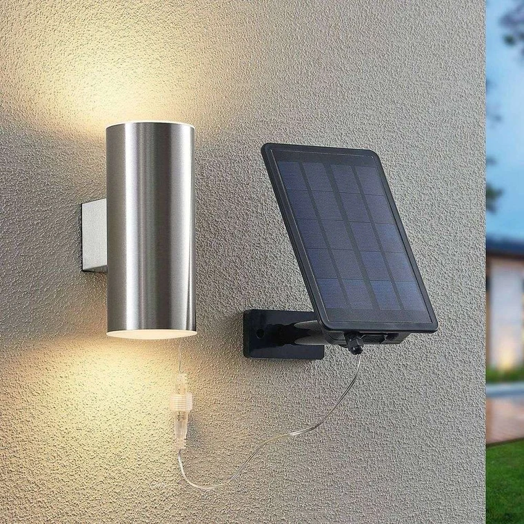 Maurun Solar Cell Wall Lamp Silver Lindby Buy online