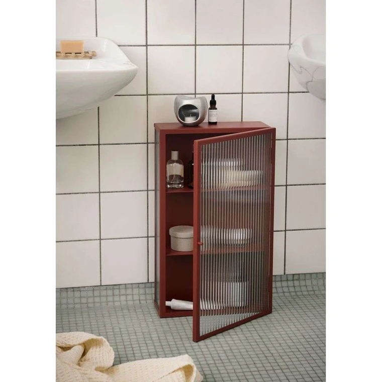 Haze Wall Cabinet Reeded Glass Oxide Red ferm LIVING Buy online
