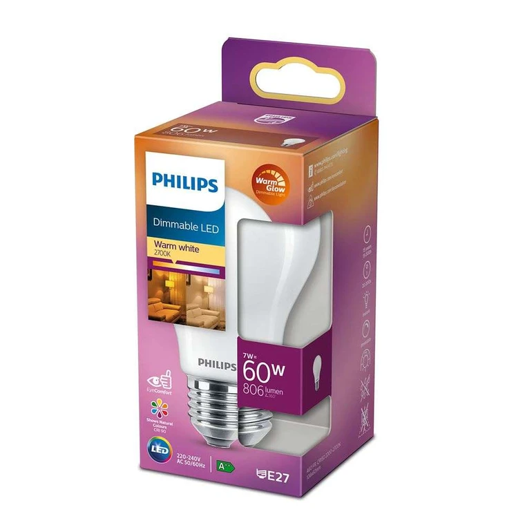 Bevriezen escaleren Bedenken Bulb LED 7W Plastic Warmglow (806lm) Dimmable E27 - Philips - Buy online