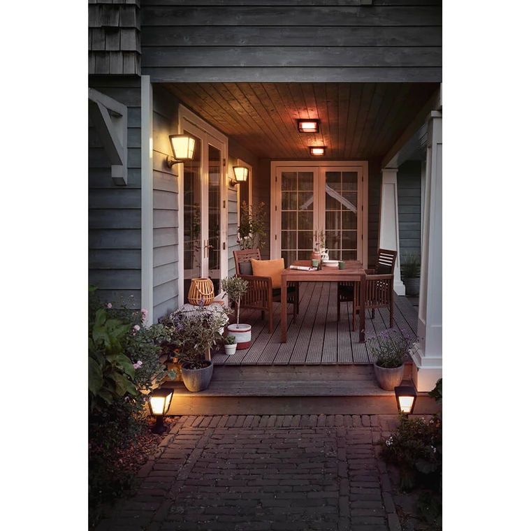 Econic 3 Outdoor Wall Lamp Square White Color Amb. Philips Hue