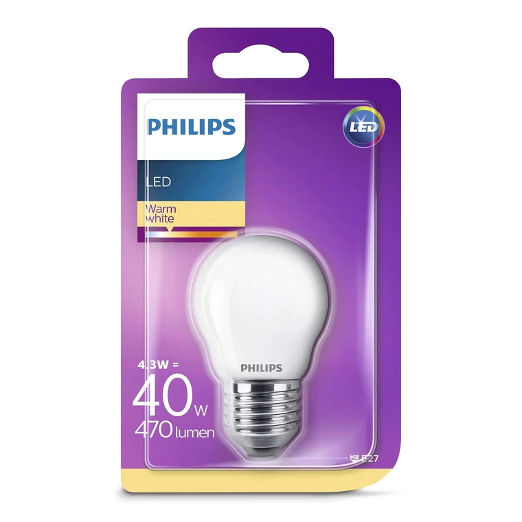 Bulb LED 4 3W Glass Crown 470lm E27 Philips