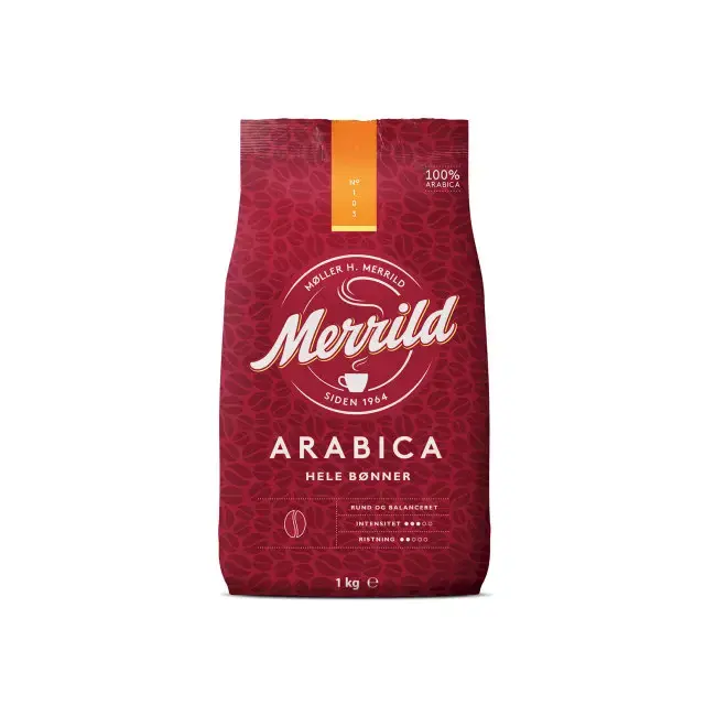 Merrild Arabica kaffebønner, hele bønner, - 1 kg pr. pose - 6 poser ...