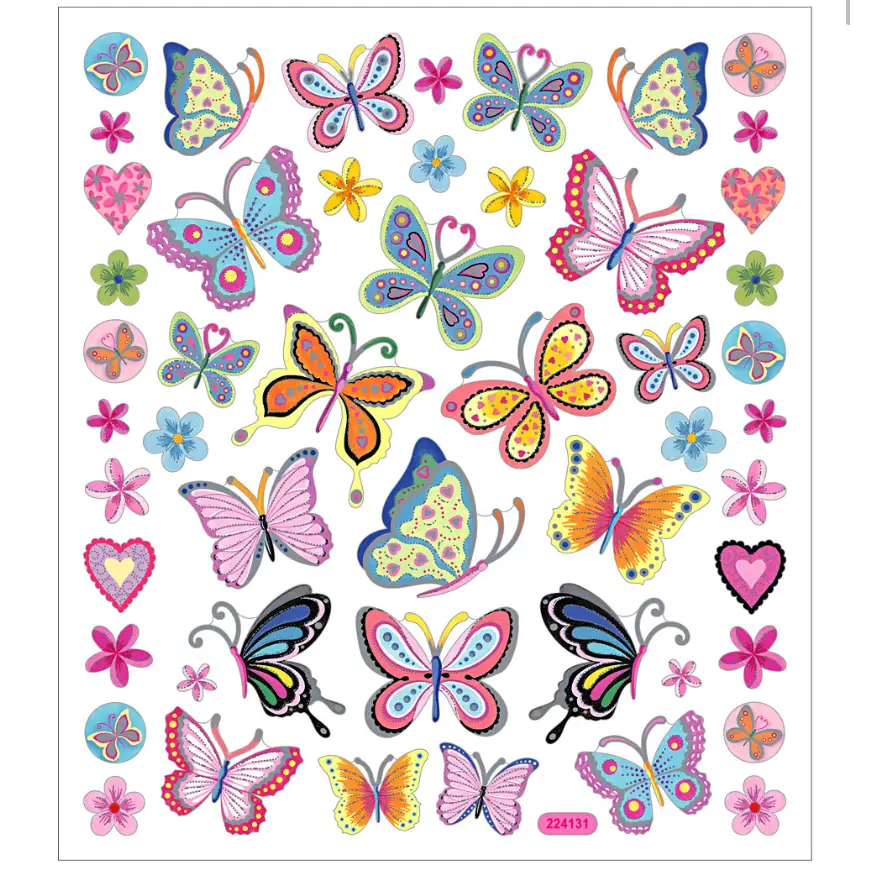 Grunde kaskade bruge Stickers blomster og sommerfugle i flotte farver | 1 ark á 21 stk. - Køb  billigt på Grafical.dk