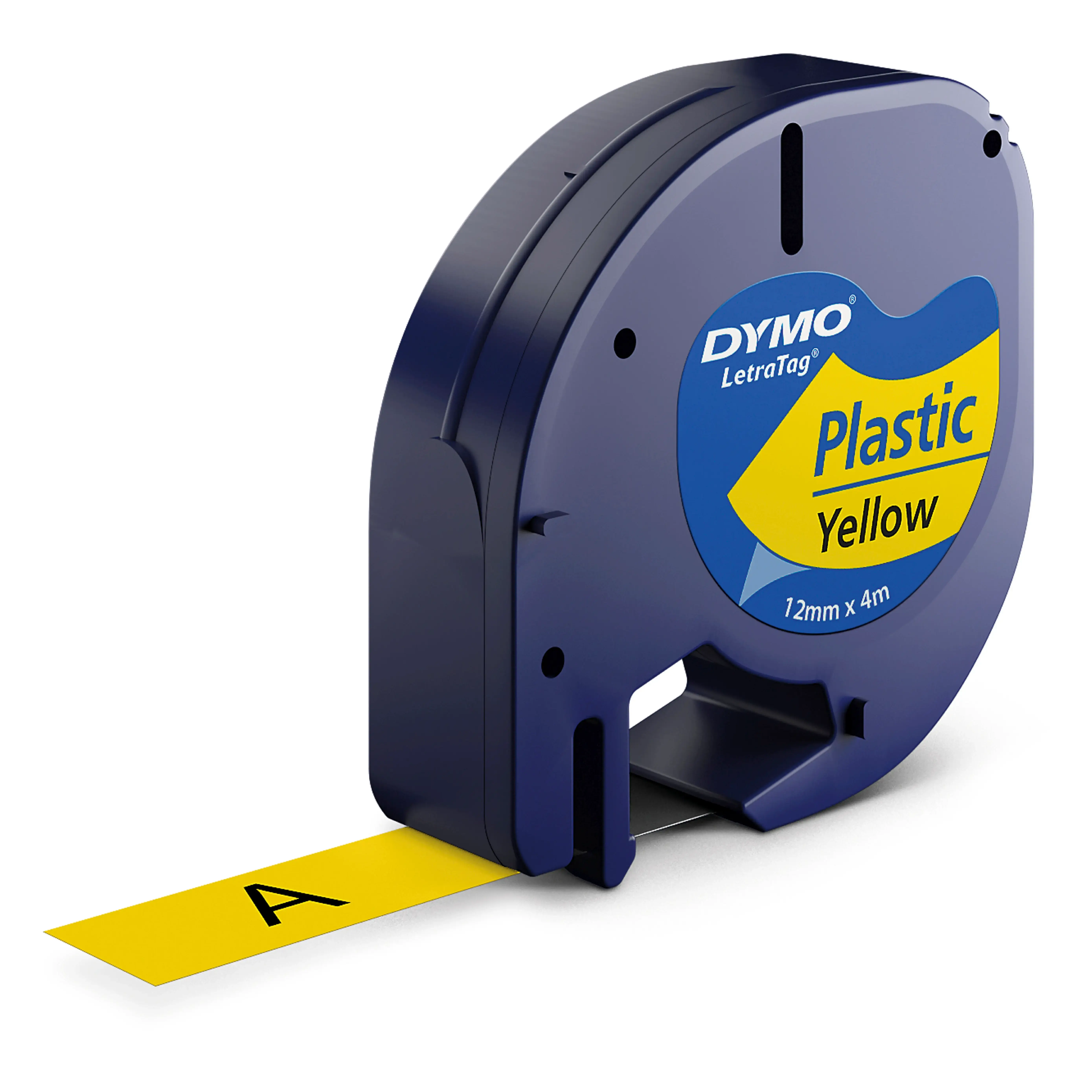 Dymo LetraTag Tape 12mmx4m gul plasttape - Køb billigt på Grafical.dk