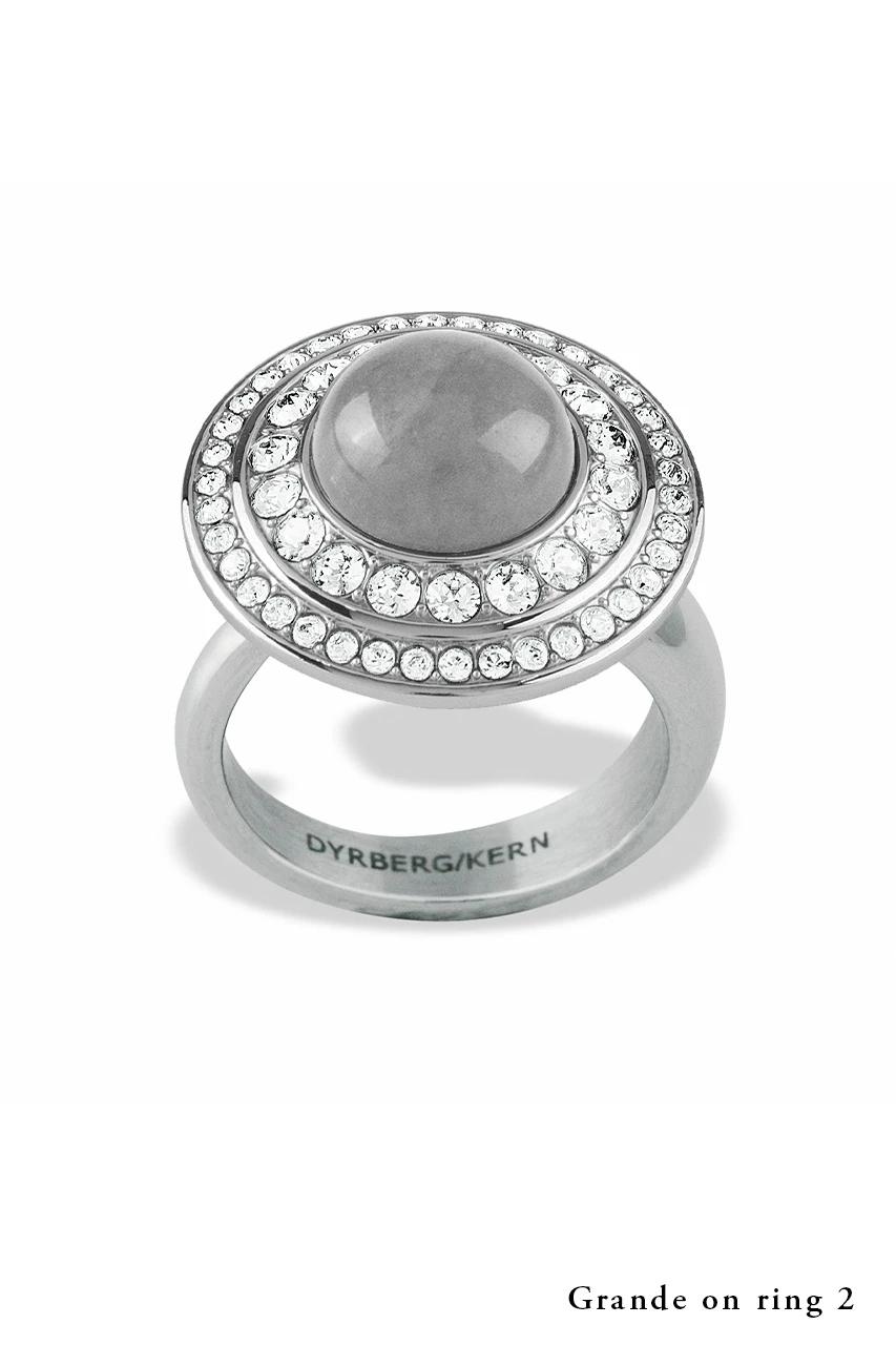 DYRBERG KERNリング DYRBERG/KERN Silvertone Stainless Steel Crystal Ring Sz 9