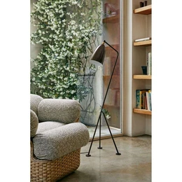 Grashoppa Floor Lamp Glossy Walnut Brown GUBI