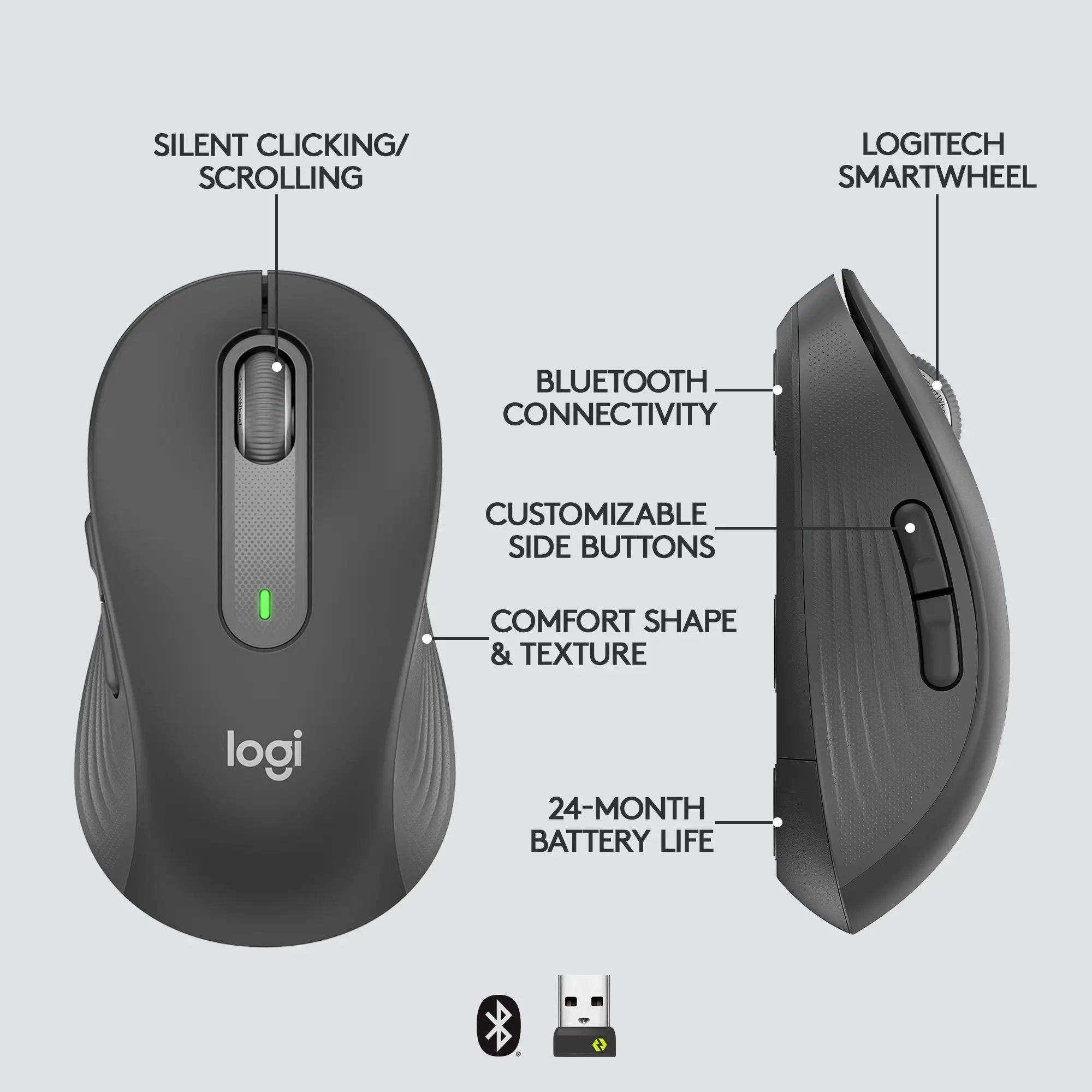 Logitech Signature M650 L - Trådløs mus - Graphite - Køb billigt på ...