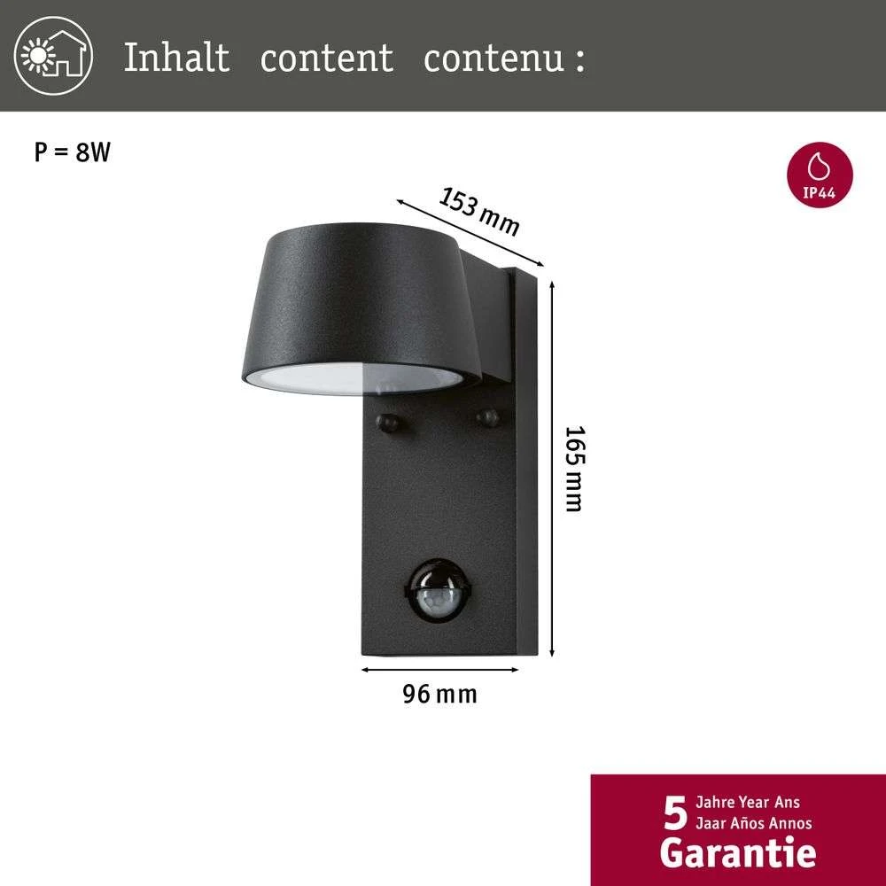 Capea Outdoor Wall Lamp w/Sensor Alu/Anthracite - Paulmann - Buy 