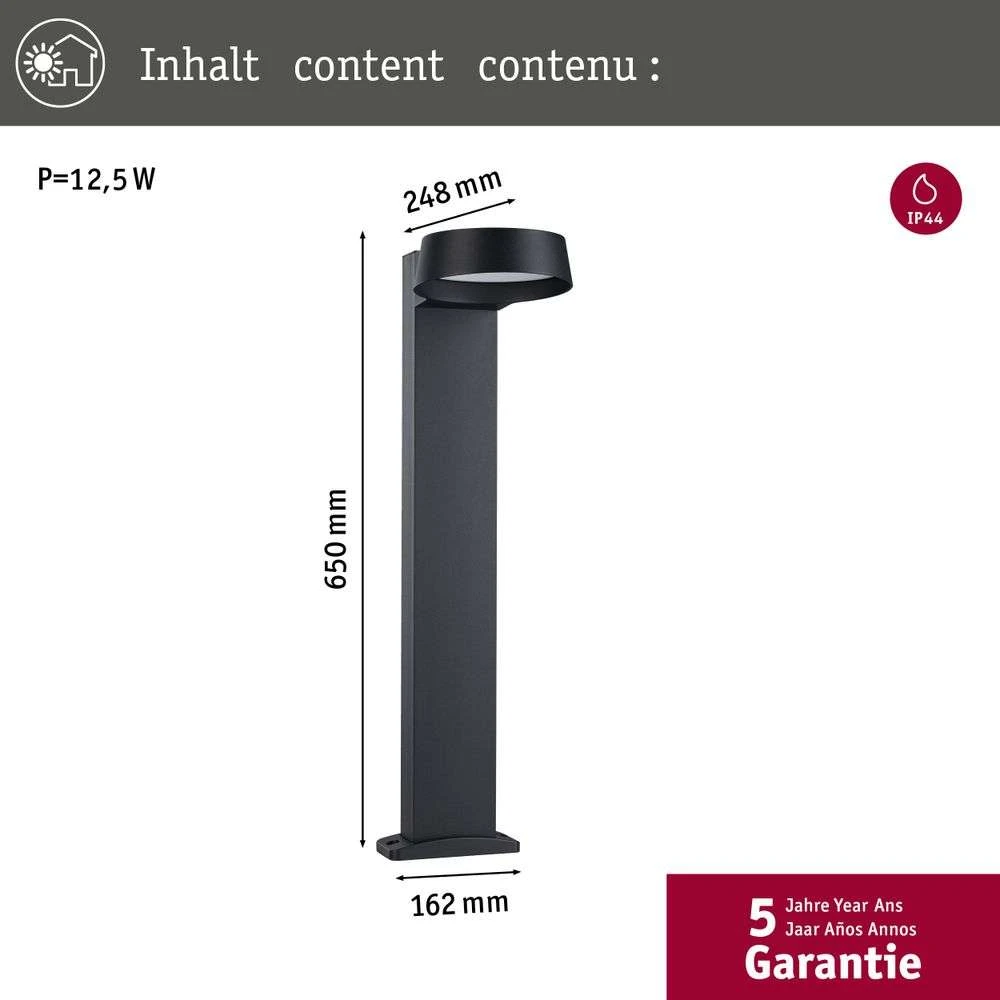 Capea Grand LED Outdoor Bollard IP44 Anthracite - Paulmann - Buy online | Pollerleuchten