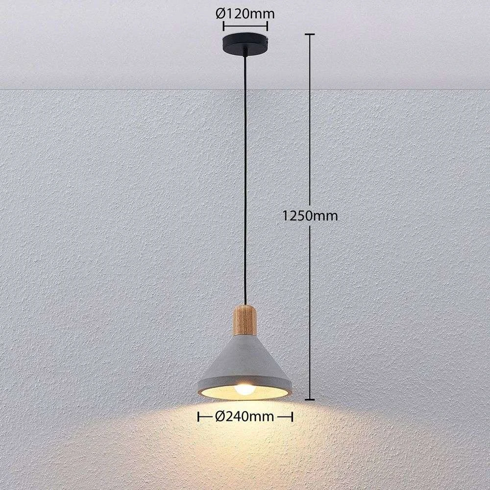 Caisy Round Pendant Concrete Wood Lindby Buy online