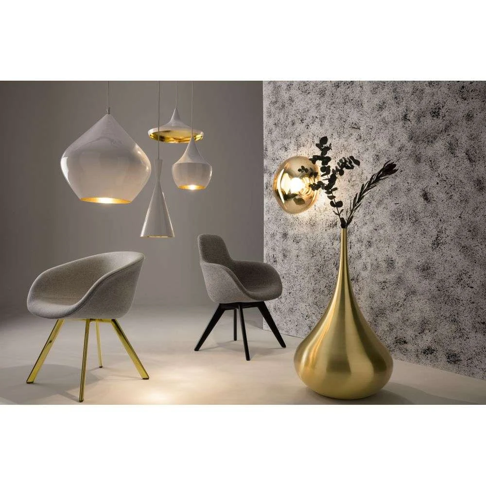 Beat Tall LED Pendant Glossy White Brass Tom Dixon