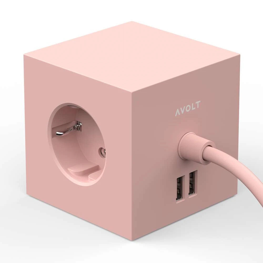 Square 1 USB A & Magnet 1,8m Old Pink - Avolt