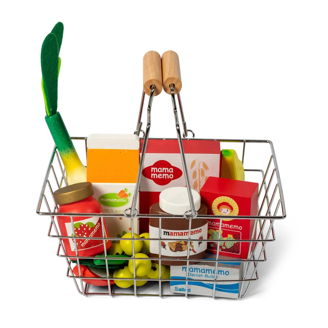 WIRE BASKET W/WOODEN HANDLE