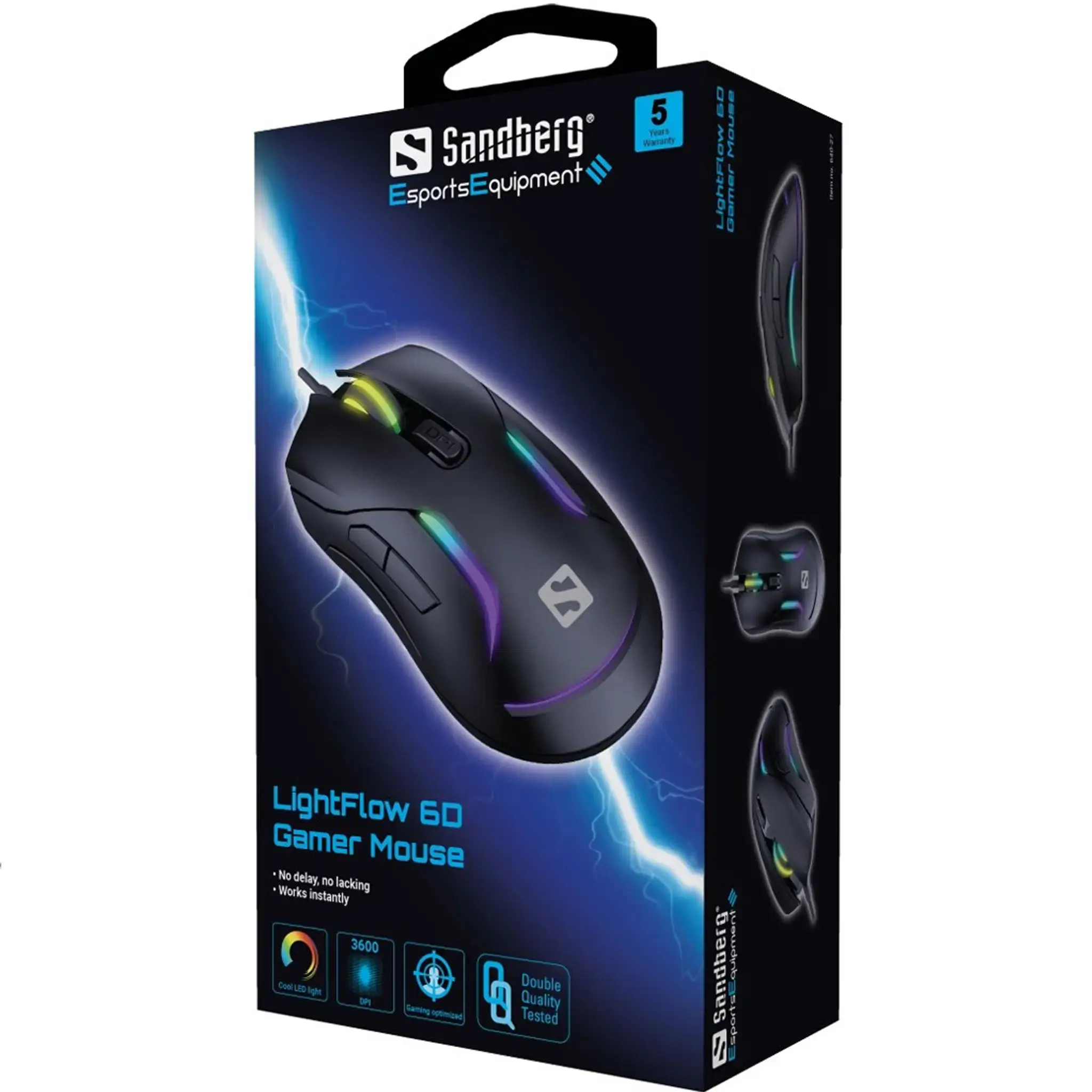 Gamer mus Sandberg LightFlow 6D black - Køb billigt på Grafical.dk