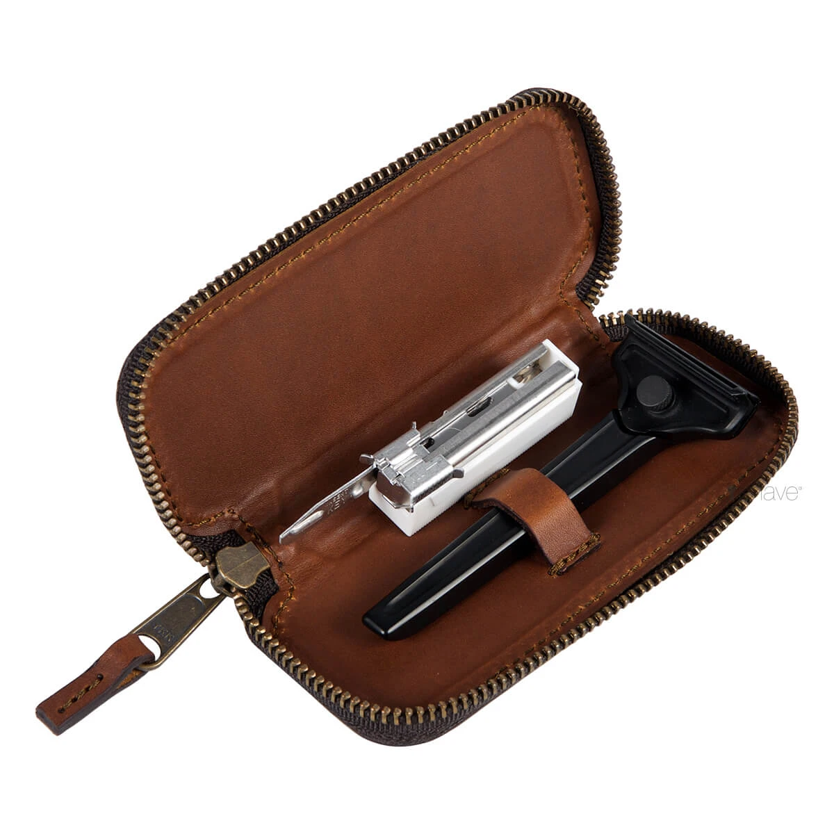Travel Case for razor in bourbon leather from Supply