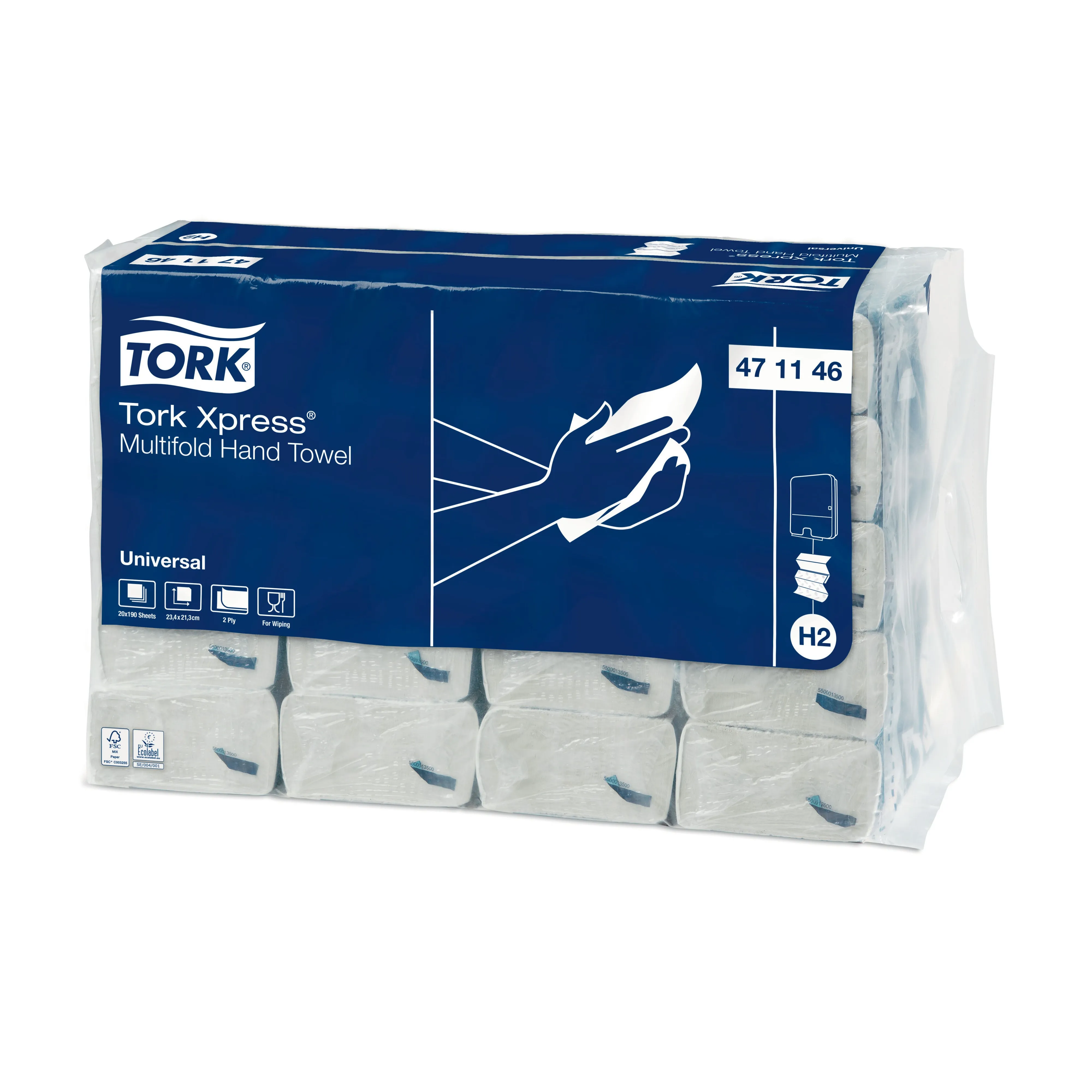 Handak Torpex Papirhåndklæde Tork Xpress H2 Universal 2-lags 3800 ark