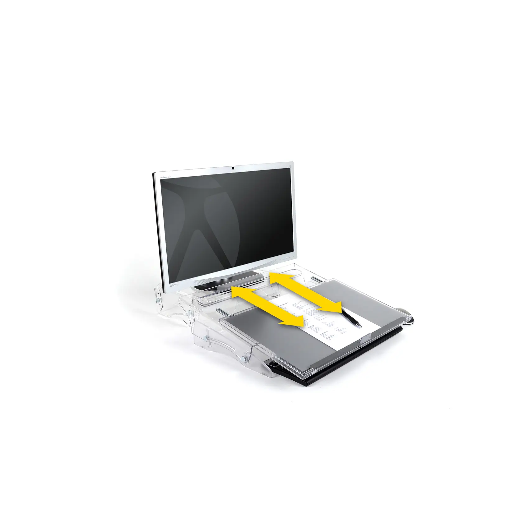 Dokumentenhalter BakkerElkhuizen FlexDesk 640CR, ergonomisch, höhenverstellbar, inkl. ComfortRead, Acryl, transparent-hellgrau günstig kaufen | Schäfer Shop