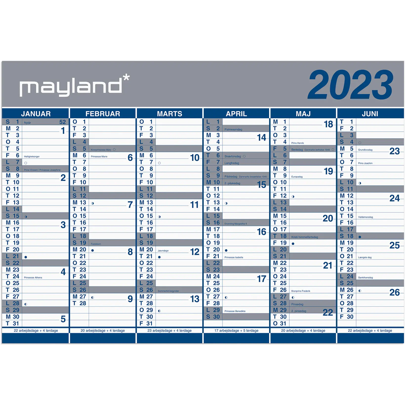 Total tang fordel Stor kalender til væg 2023 2x6mdr rør 100x70cm 23064000 - Køb billigt på  Grafical.dk