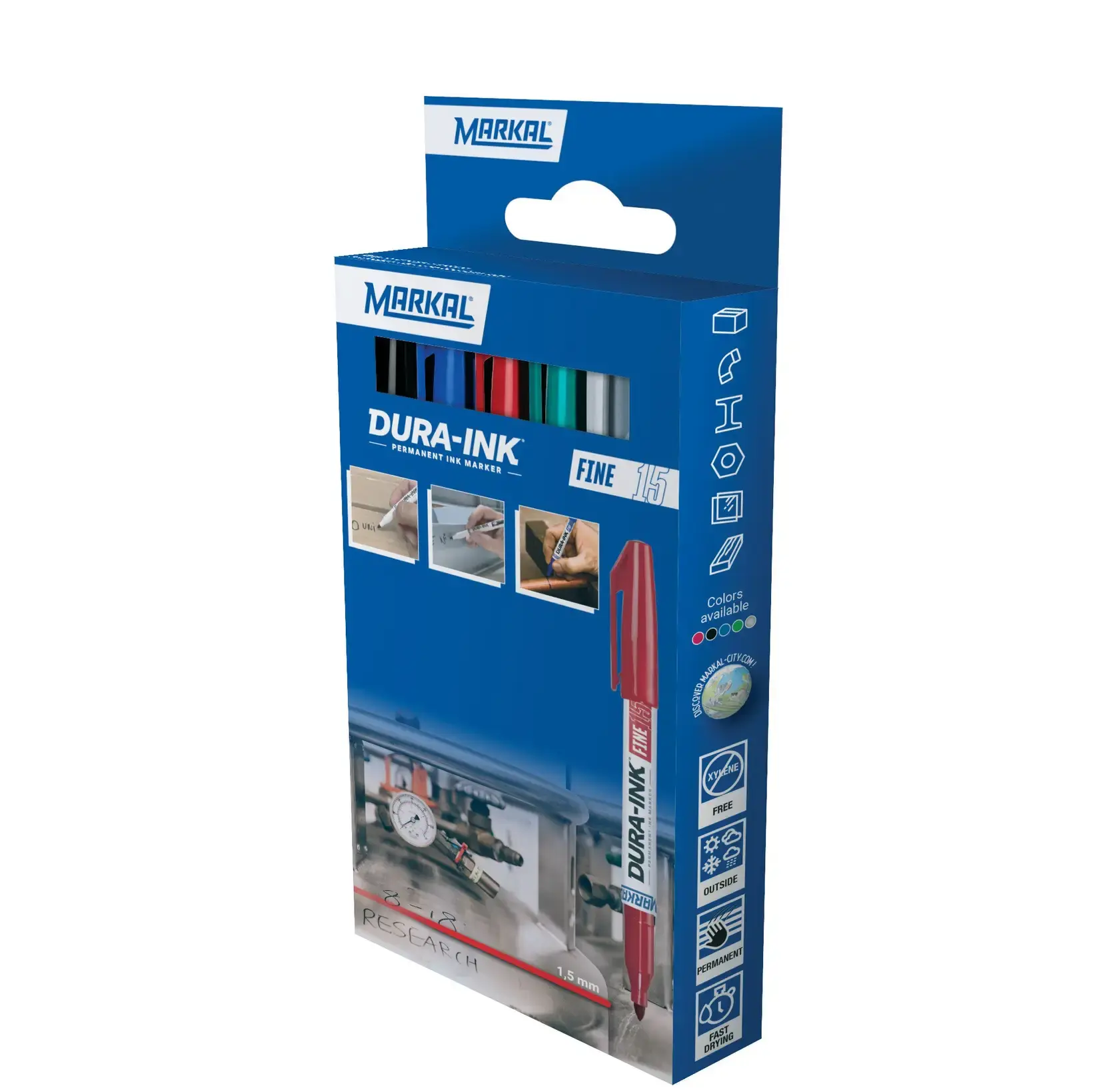 Industrituscher Markal Dura Ink Fine 15 Retail Pack (5) ass - Køb ...