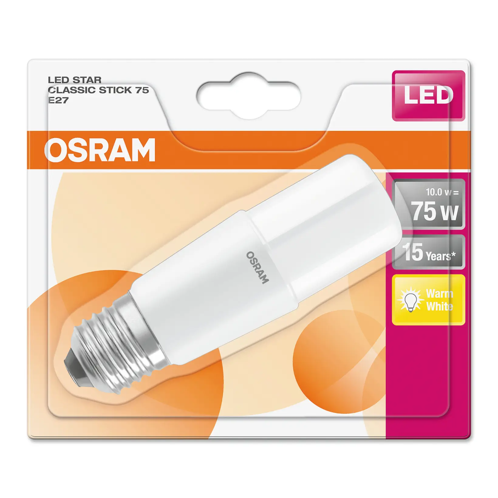 Pære Osram LED Stick 75W/827 E27 frosted (1) 10 stk - Køb billigt på Grafical.dk
