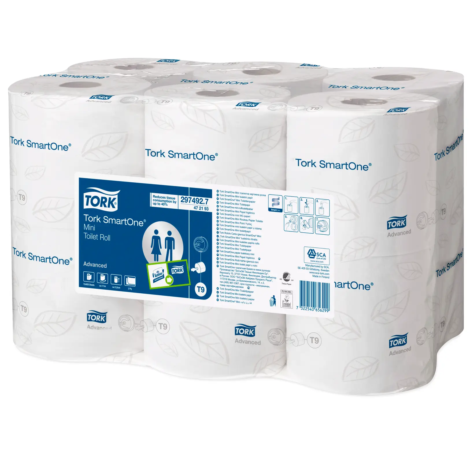 Toiletpapir 472193 SmartOne T9 Advanced 2-lag 12 ruller - Køb billigt på Grafical.dk