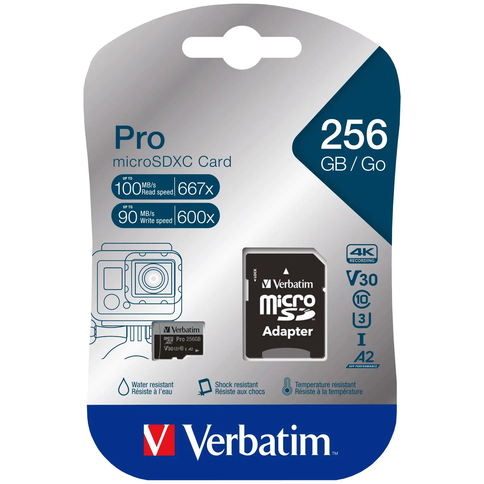 Verbatim Pro U3 Scheda MicroSDXC 256 GB – Classe 10, UHS-I, A2 Per Video 4K E Prestazioni Ultra Rapide